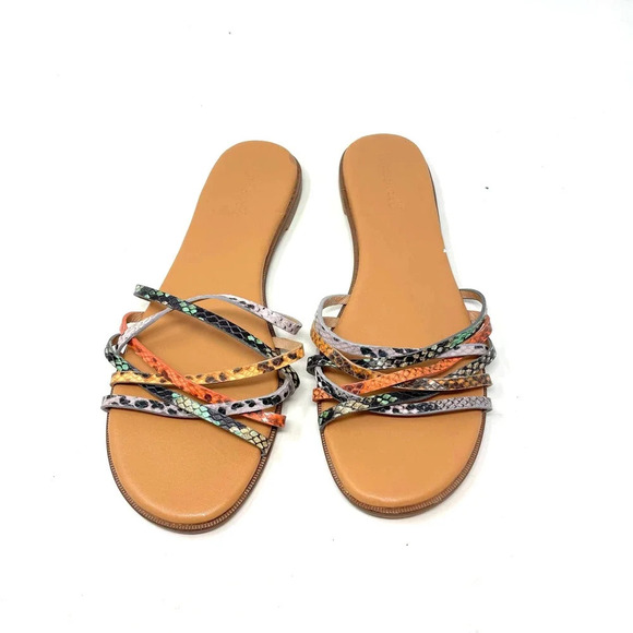 Madewell The‎ Tracie Crisscross Slide Sandal in Snake Embossed Leather Size 9 - Picture 2 of 6